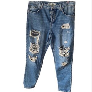 Topshop Hayden jeans moto 30 waist 11” rise, 27” inseam distressed